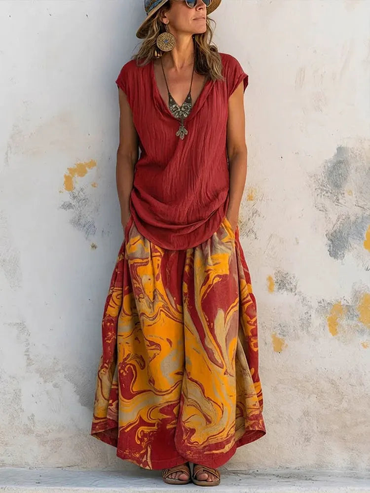 Eleanor™ | Relaxed Top & A-Line Skirt Set