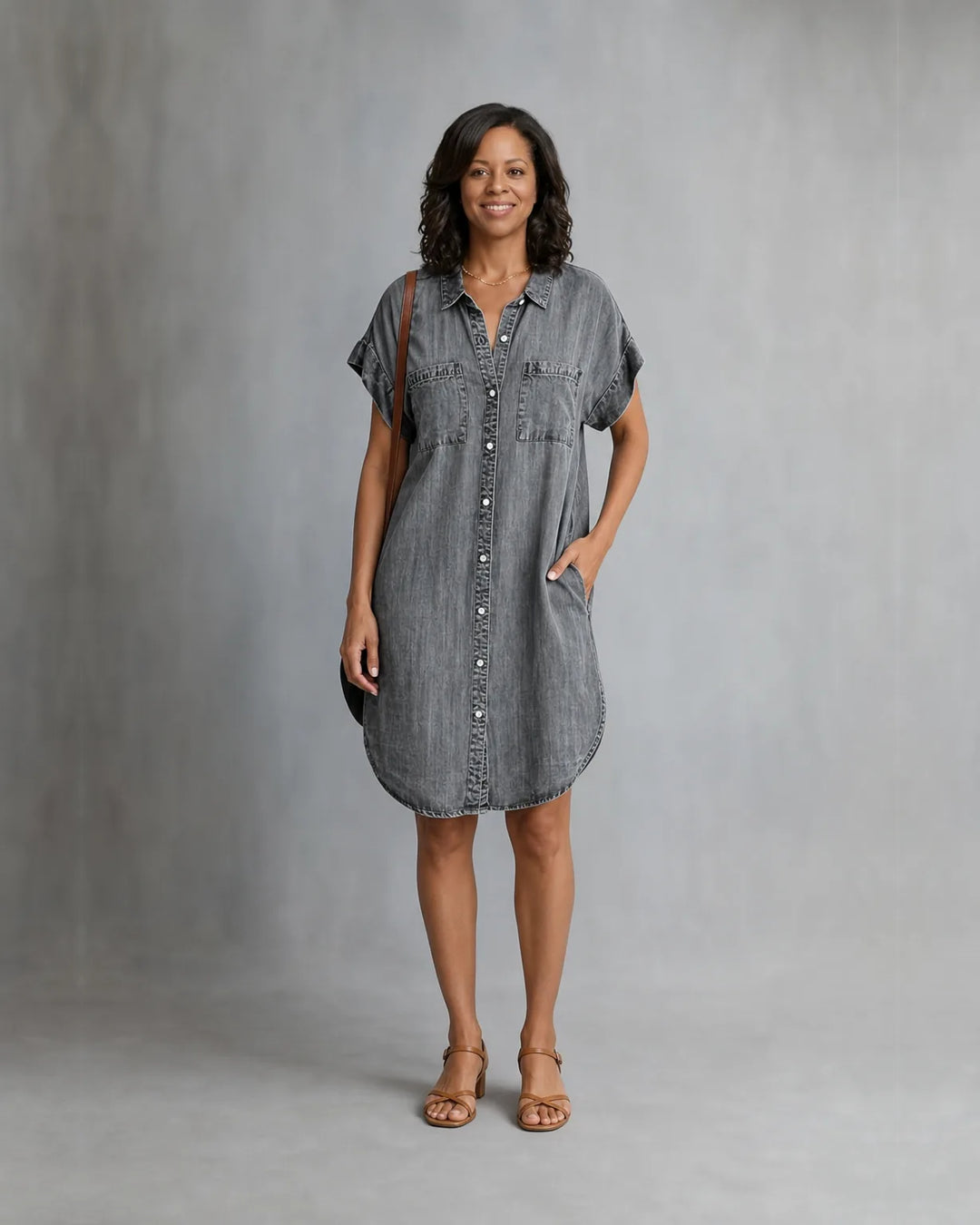 Kiara | Button-Through Denim Dress