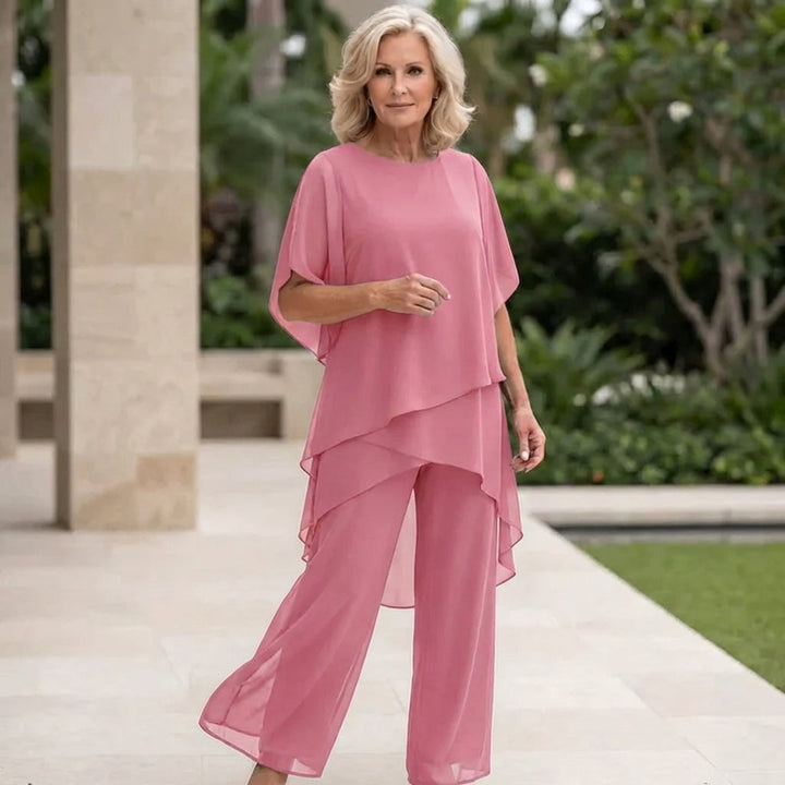 Suit with draped palazzo pants