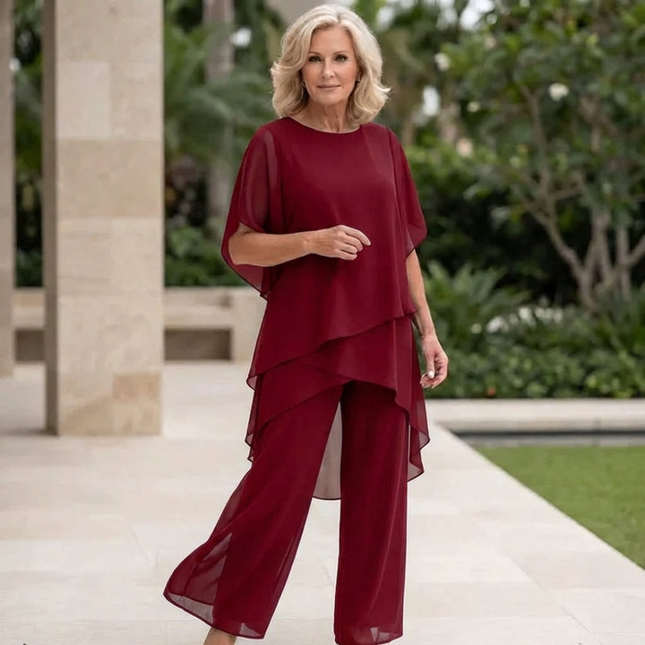 Suit with draped palazzo pants