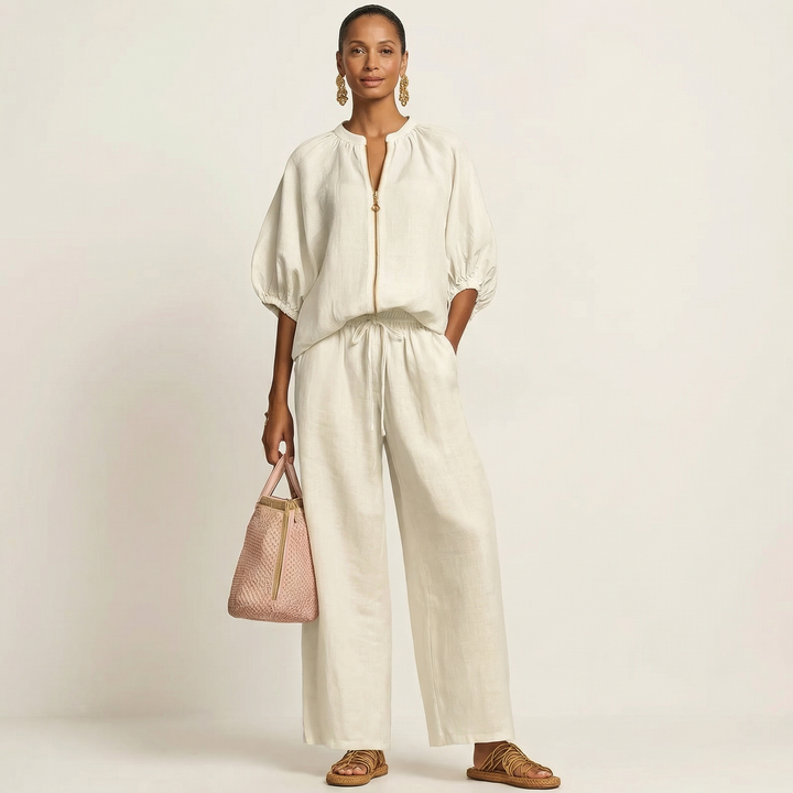 Marlowe | Zipper-Front Puff Sleeve Set