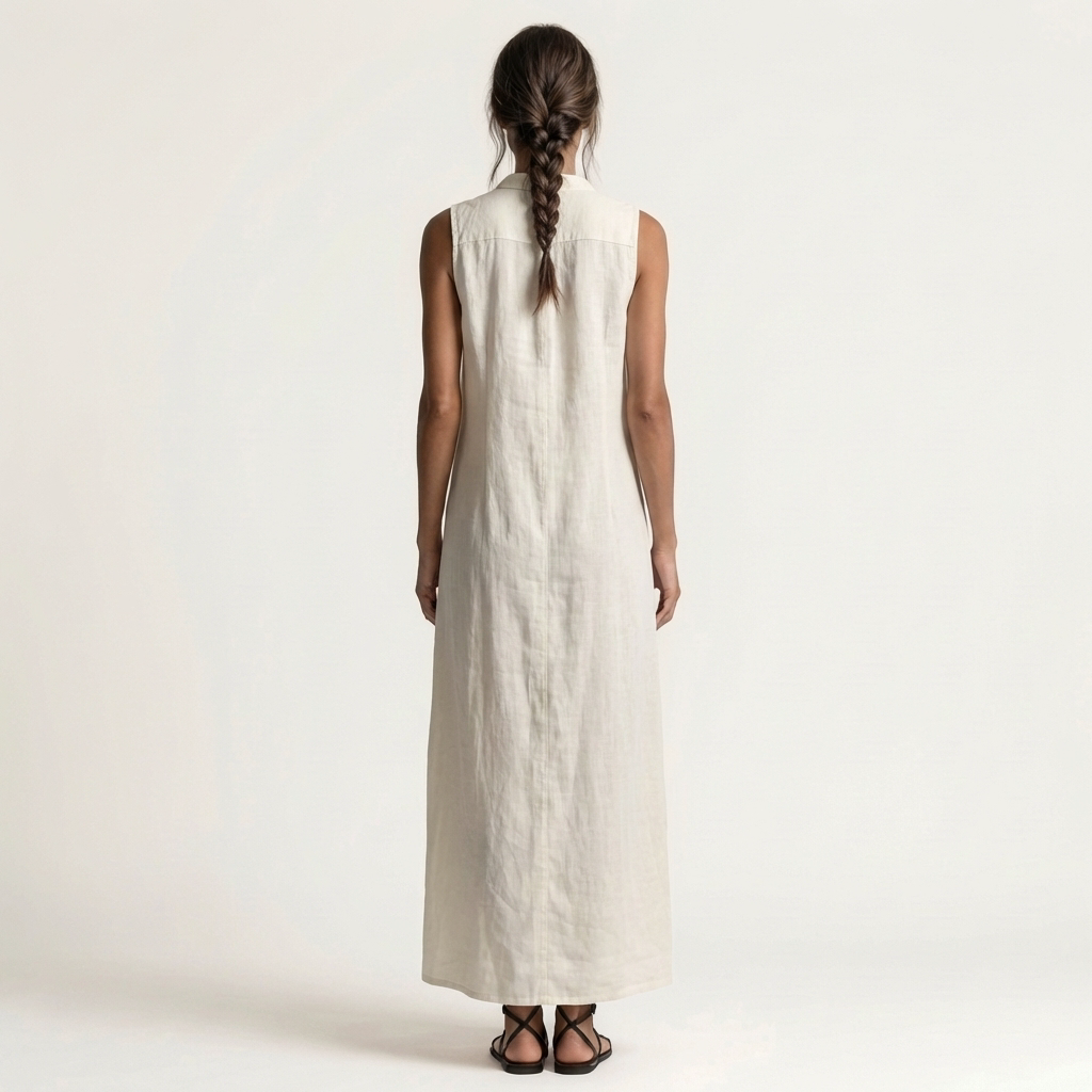 Mirabell | Hooded Button-Front Sleeveless Linen Maxi Dress