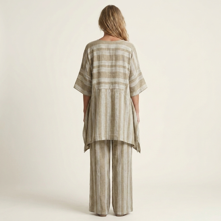 Kiara | Two-Piece Striped Cotton-Linen Set