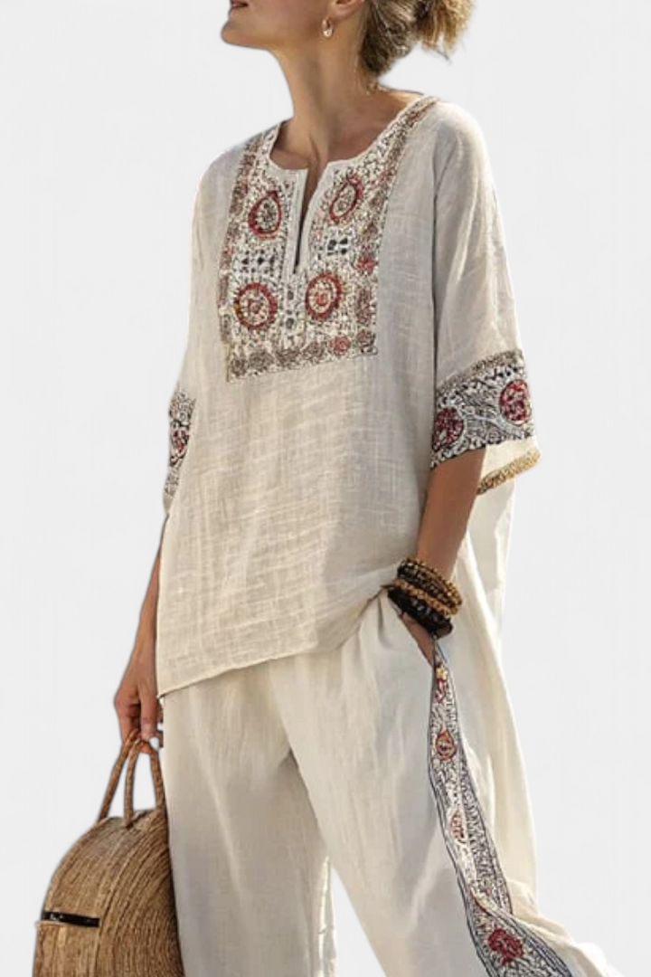 Tiziana - Embroidered Wide-Leg Trouser Set