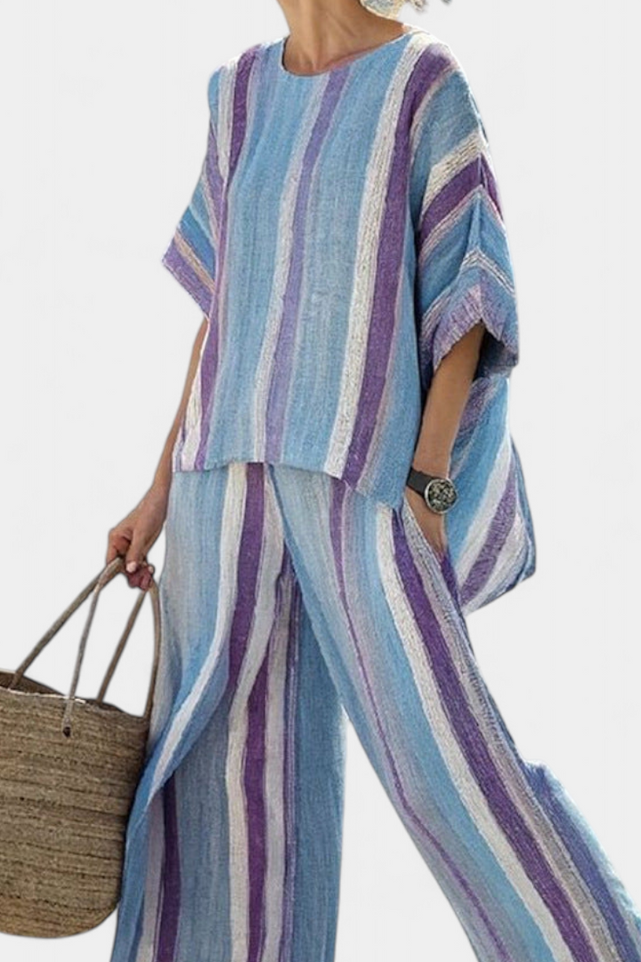 Ginevra - Pastel Striped Linen Trouser Set