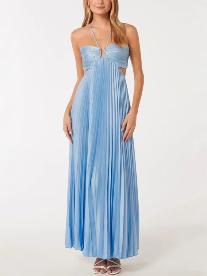 Orchid | Women's Wedding Guest Halter Maxi Dress Evening