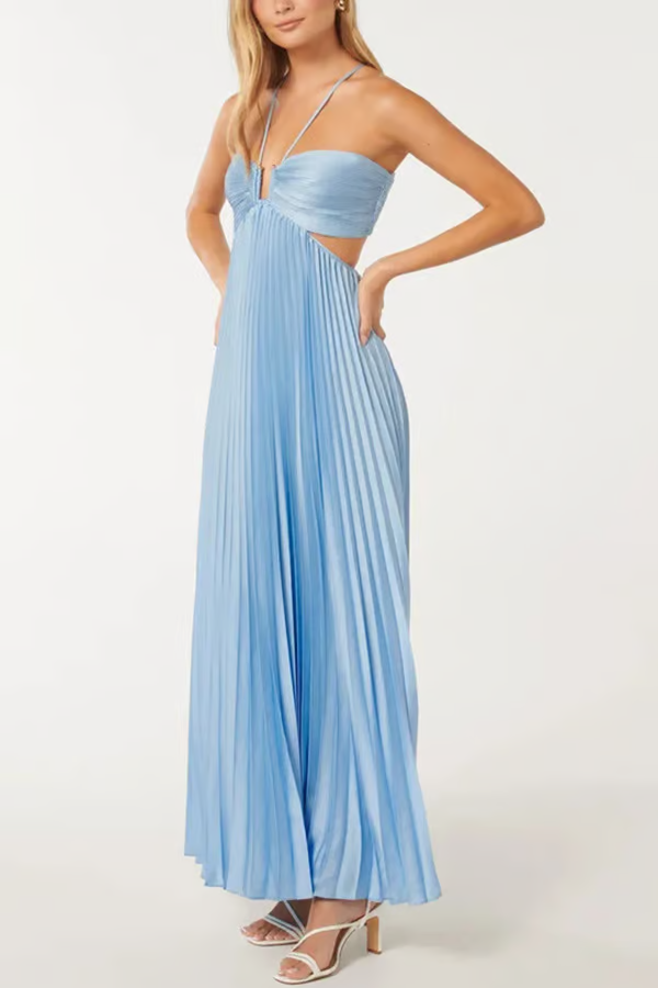 Orchid | Women's Wedding Guest Halter Maxi Dress Evening