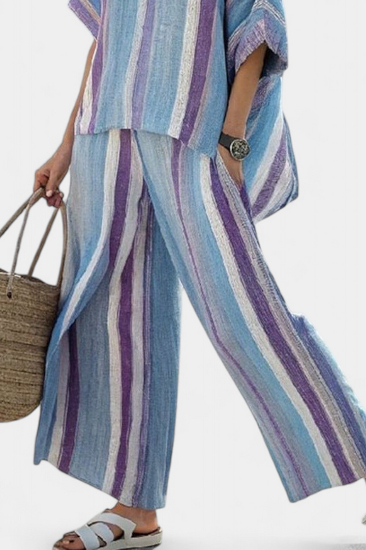 Ginevra - Pastel Striped Linen Trouser Set