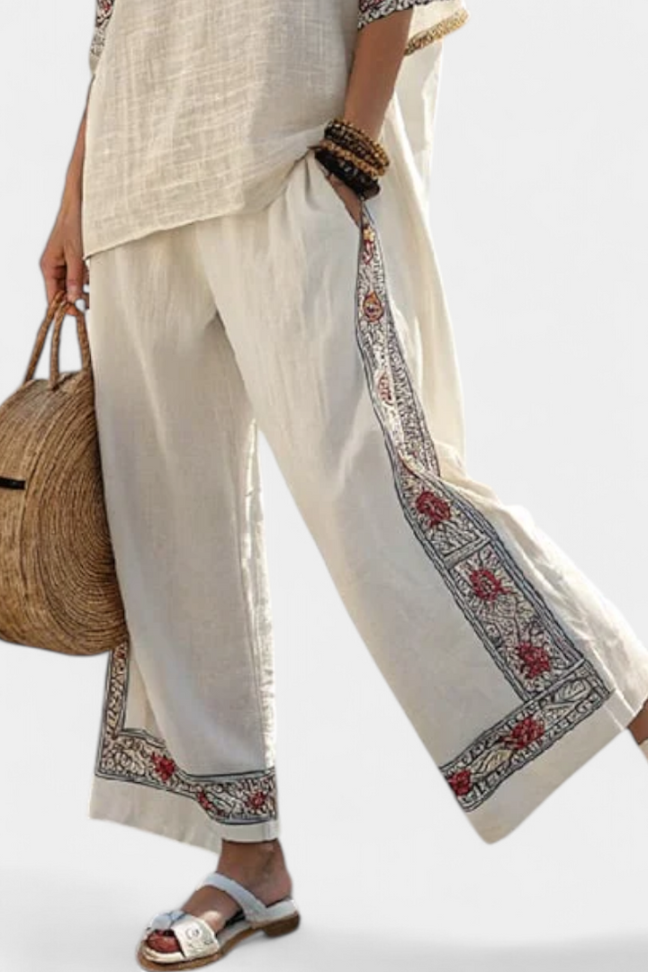 Tiziana - Embroidered Wide-Leg Trouser Set