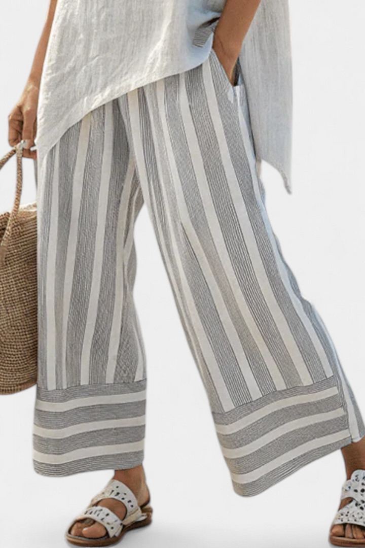 Fiorella - Asymmetric Striped Trouser Set