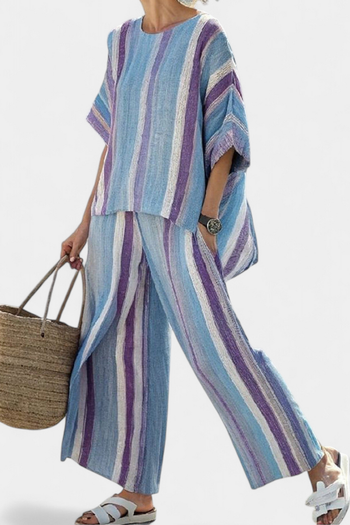 Ginevra - Pastel Striped Linen Trouser Set