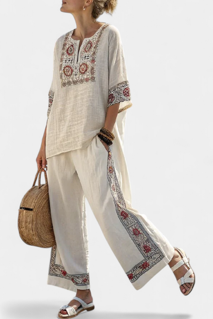 Tiziana - Embroidered Wide-Leg Trouser Set