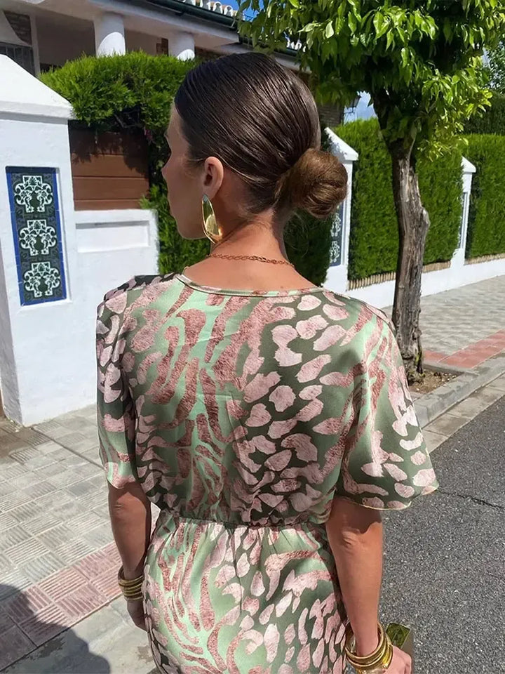 Higinia™ | Midi Dress Printed in Copper Tones