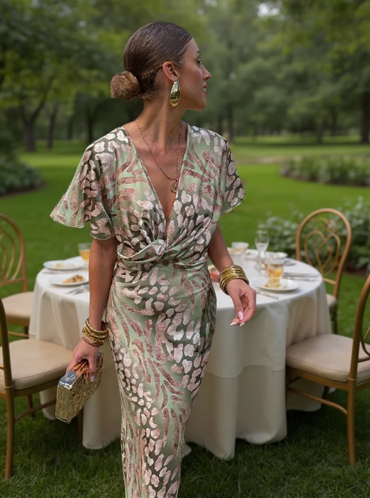 Higinia™ | Midi Dress Printed in Copper Tones