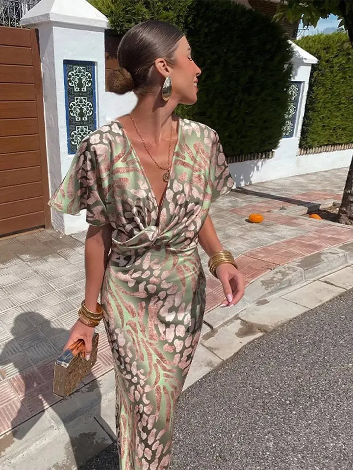 Higinia™ | Midi Dress Printed in Copper Tones