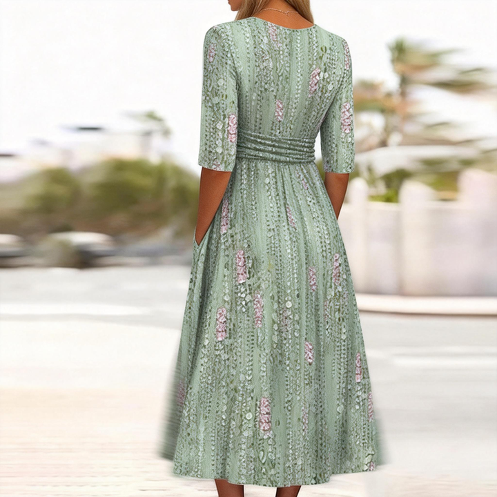 Celia | Elegant V-Neck Midi Dress