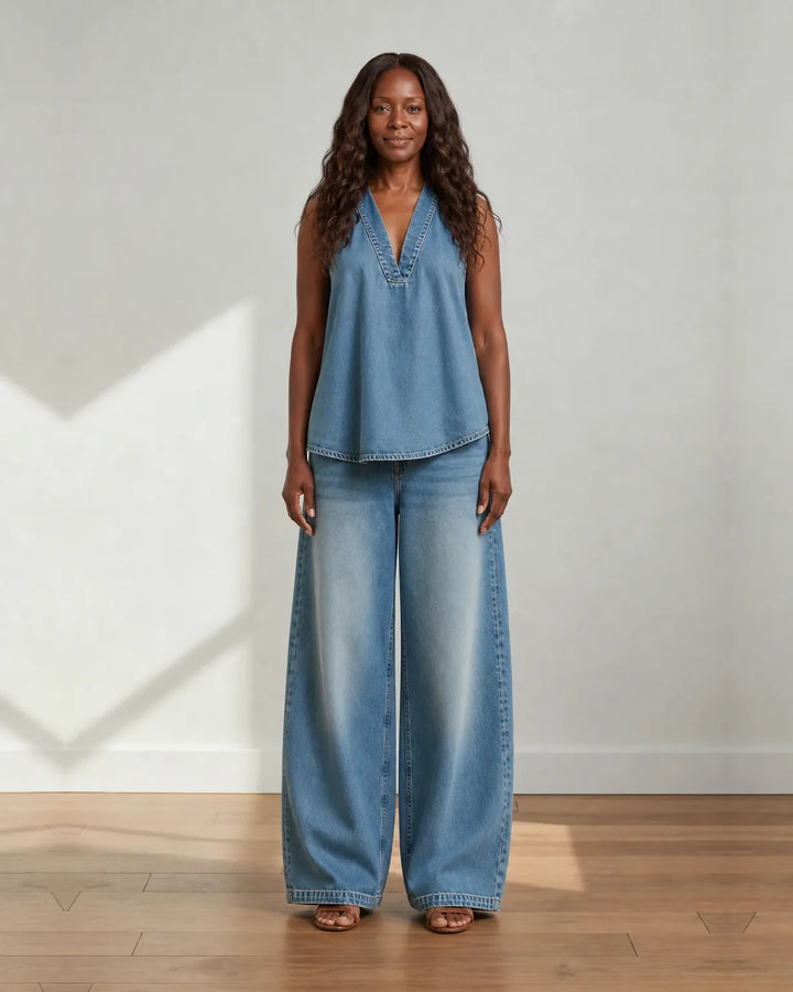 Destiny | Vintage Washed Soft Denim Two-Piece Set