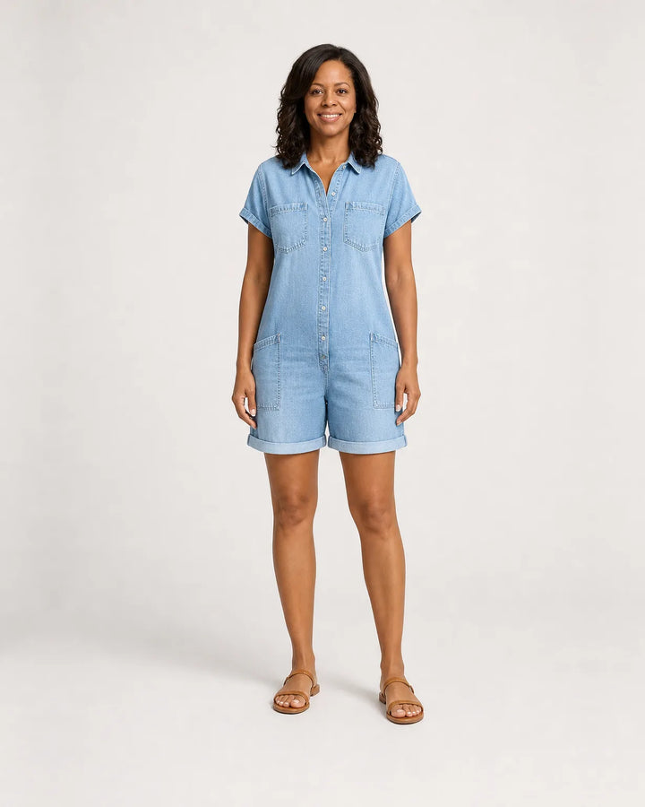 Jada | Short Vintage Denim-Look Overall