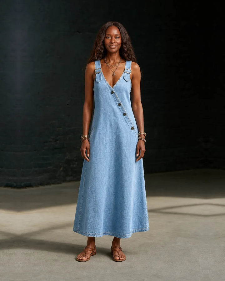Bianca | Long Button-Through Denim Dress
