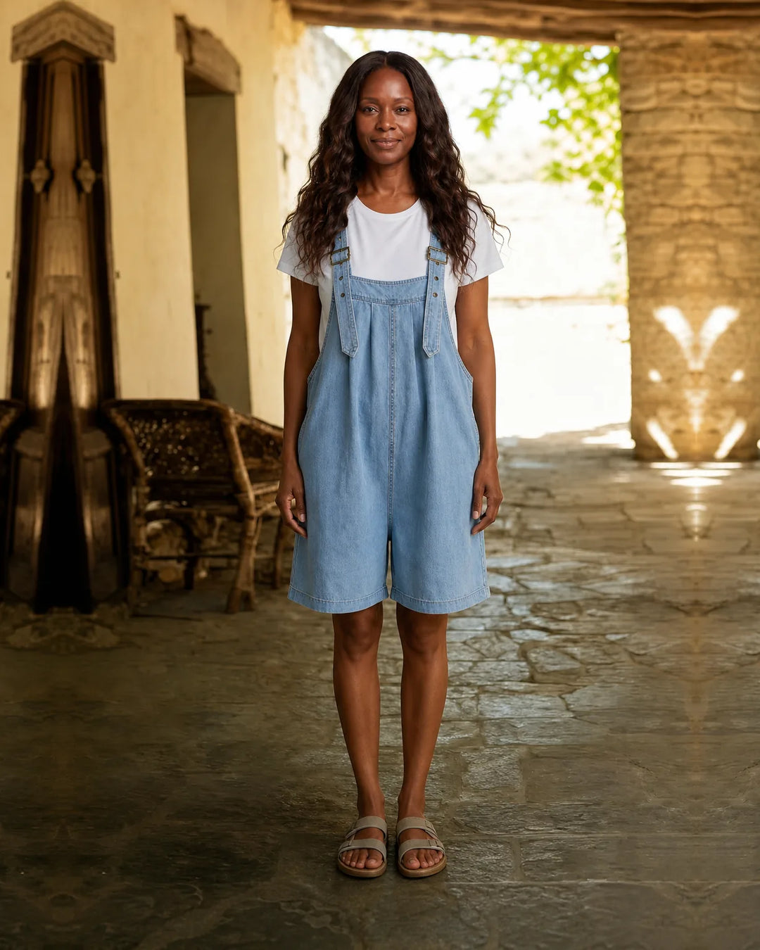 Jasmine | Vintage Washed Denim Short Overall