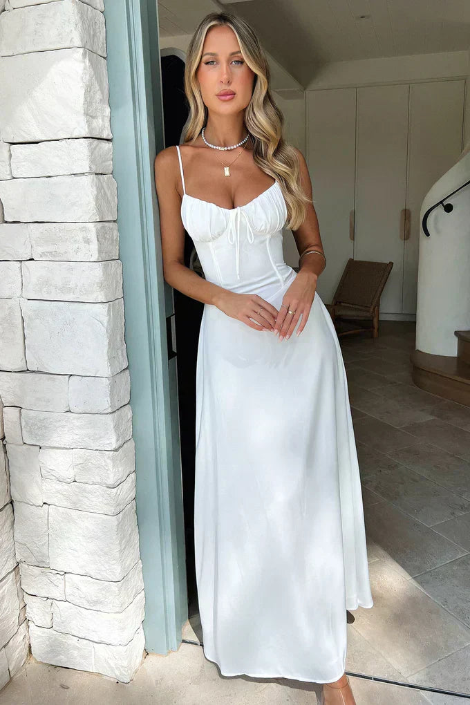 Valentina | Women's Wedding Guest Spaghetti Strap Wrap Maxi Dress Evening