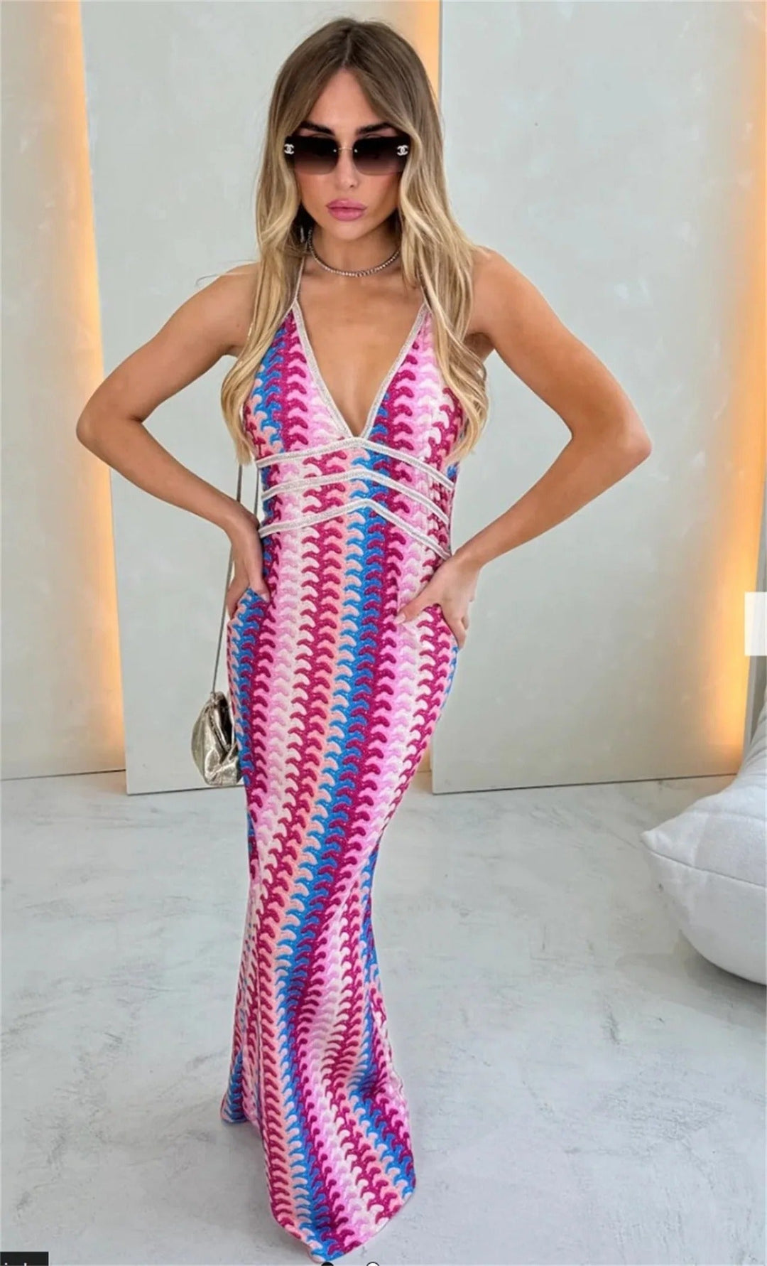 Iris | Women's Wedding Guest Crochet Draped Dress for Beach Wedding