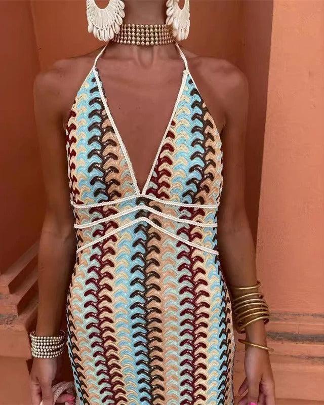 Iris | Women's Wedding Guest Crochet Draped Dress for Beach Wedding