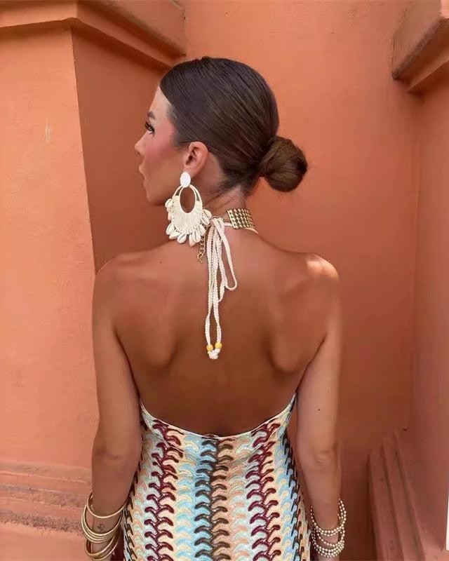 Iris | Women's Wedding Guest Crochet Draped Dress for Beach Wedding