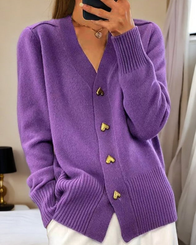 Michaela | Women's V-Neck Button-Front Cardigan