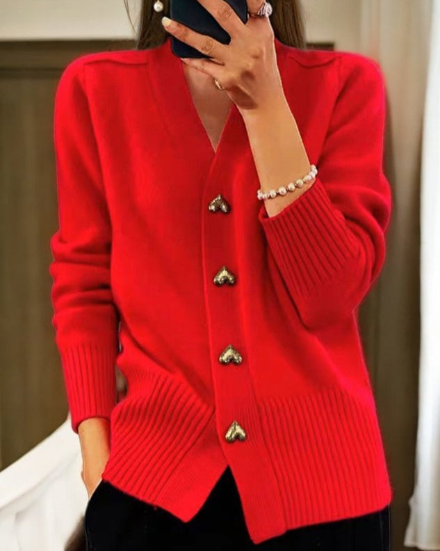 Michaela | Women's V-Neck Button-Front Cardigan