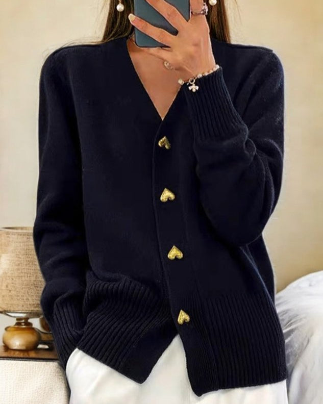 Michaela | Women's V-Neck Button-Front Cardigan