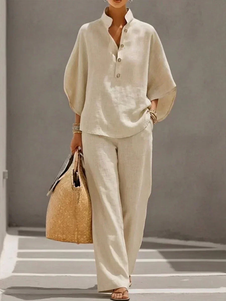 Maribel | Set with Batwing Sleeves and Wide Pants