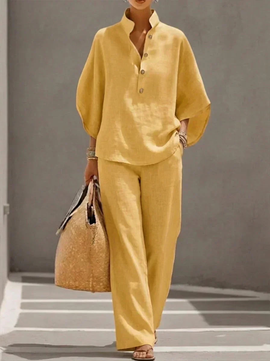 Maribel | Set with Batwing Sleeves and Wide Pants