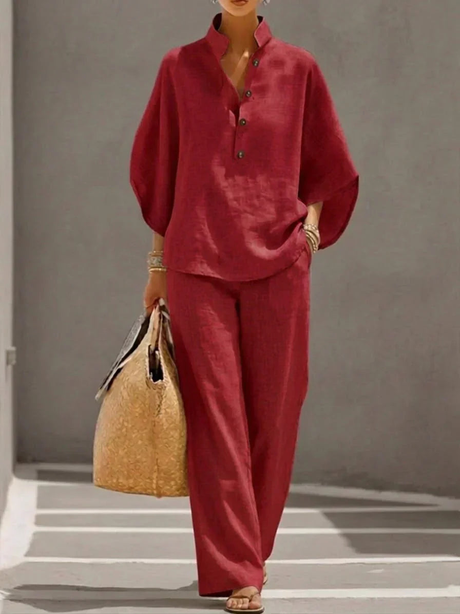 Maribel | Set with Batwing Sleeves and Wide Pants