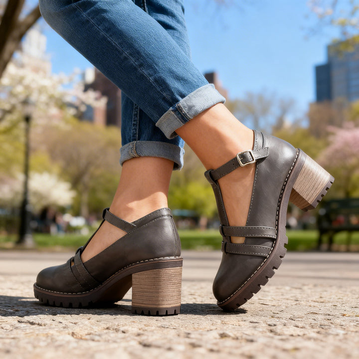 Romilly | Women's T-Strap Block Heel Loafer
