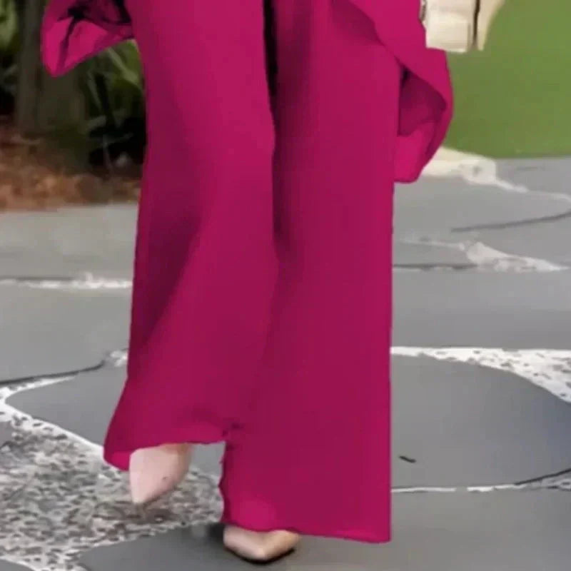 Suit with draped palazzo pants