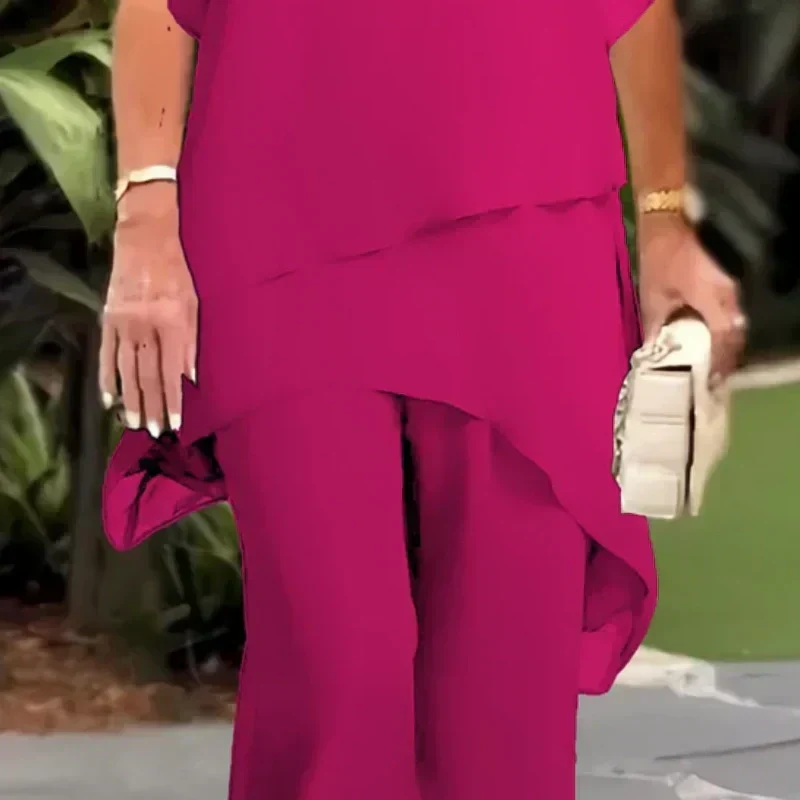 Suit with draped palazzo pants