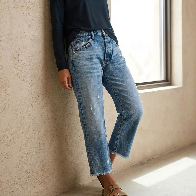 Aberjean™ Retro Cropped Straight Jeans — Vintage-Inspired Denim with a Modern Cropped Fit