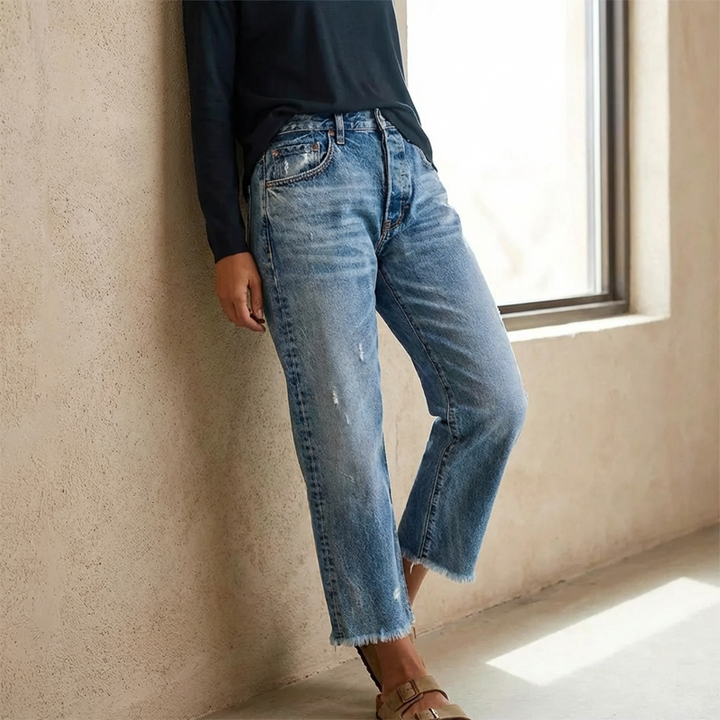 Aberjean™ Retro Cropped Straight Jeans — Vintage-Inspired Denim with a Modern Cropped Fit