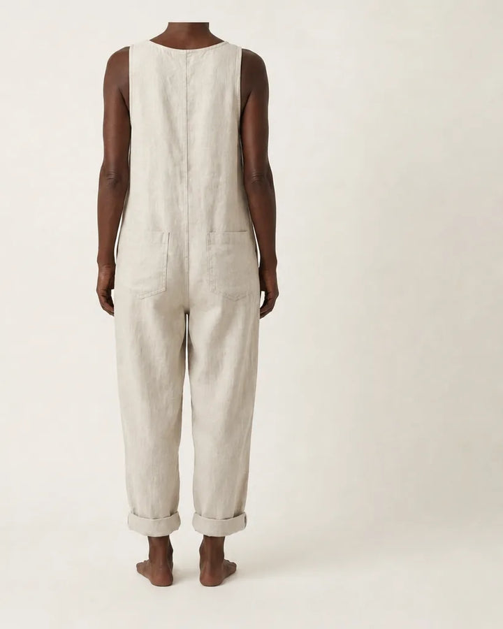 Liva | Button-Strap Denim Jumpsuit