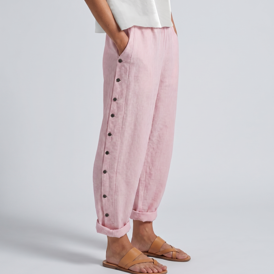 Tess | Striped Panel Button Trousers