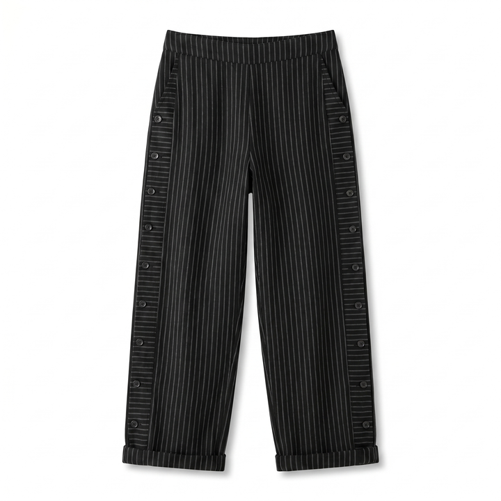 Tess | Striped Panel Button Trousers