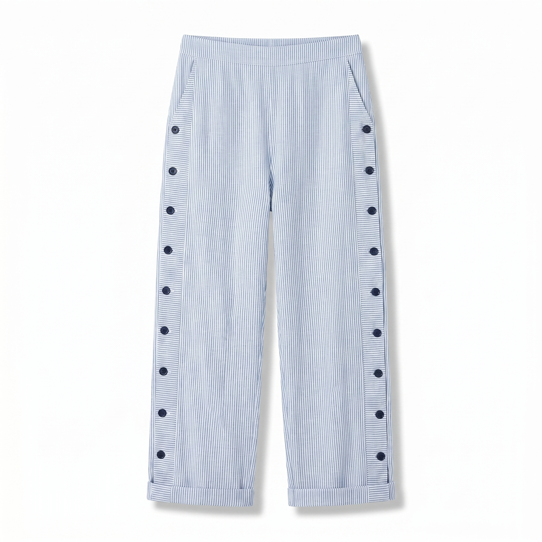 Tess | Striped Panel Button Trousers