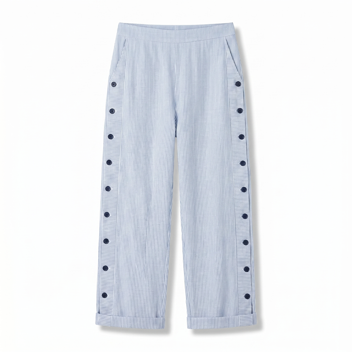 Tess | Striped Panel Button Trousers
